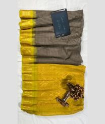 Grey and Golden Yellow gadwal cotton sarees with All over Checks design