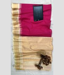 Pink and Cream gadwal cotton sarees with All over Checks design
