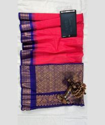 Pink and Royal Blue gadwal cotton sarees with All over Checks design