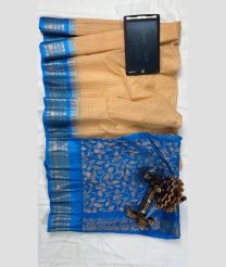Lite Brown and Blue gadwal cotton sarees with All over Checks design