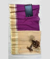 Magenta and Cream gadwal cotton sarees with All over Checks design