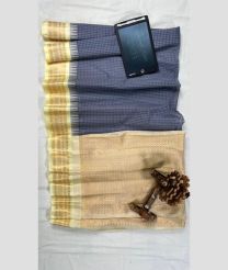 Grey and Cream gadwal cotton sarees with All over Checks design