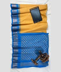 Lite Mustard Yellow and Blue gadwal cotton sarees with All over Checks design