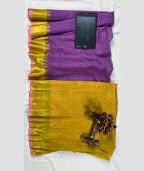 Purple and Acid Green gadwal cotton sarees with All over Checks design