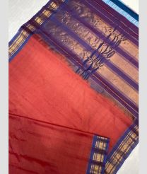 Bean Red and Purple gadwal cotton sarees with Jari Border design