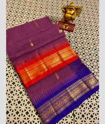 Magenta and Royal Blue gadwal cotton sarees with kanchi border design
