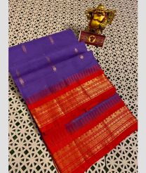 Purple and Red gadwal cotton sarees with kanchi border design