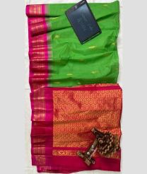 Green and Pink gadwal cotton sarees with temple border design
