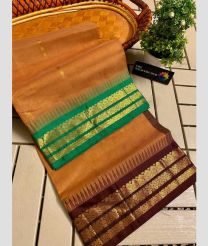 Brown and Chocolate gadwal cotton sarees with Temple Kanchi Border design