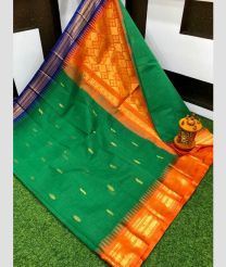 Green and Orange gadwal cotton sarees with Kanchi Border design