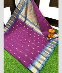 Dark Magenta and Lite blue gadwal cotton sarees with Kanchi Border design