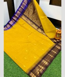 Yellow and Dark Chocolate gadwal cotton sarees with Kanchi Border design
