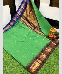Green and Chocolate gadwal cotton sarees with Kanchi Border design