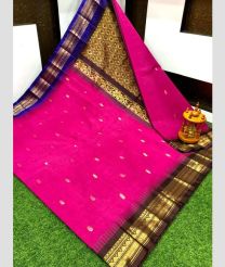 Pink and Chocolate gadwal cotton sarees with Kanchi Border design