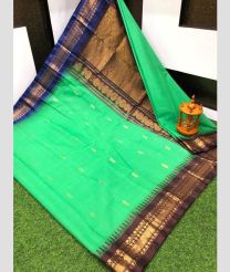 Lite Green and Chocolate gadwal cotton sarees with Kanchi Border design