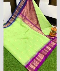 Pista and Magenta gadwal cotton sarees with Kanchi Border design
