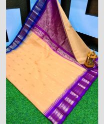 Peach and Purple gadwal cotton sarees with Kanchi Border design
