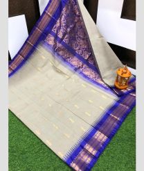 Egg white and Royal Blue gadwal cotton sarees with Kanchi Border design