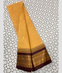 Cantaloupe and Scarlet gadwal cotton sarees with Temple Kanchi Border design
