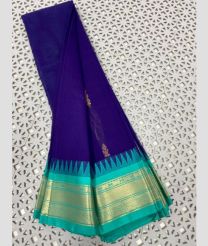 Royal Blue and Cyan gadwal cotton sarees with Temple Kanchi Border design