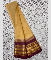 Cream and Scarlet gadwal cotton sarees with Temple Kanchi Border design