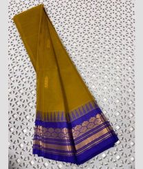 Mehendi Green and Royal Blue gadwal cotton sarees with Temple Kanchi Border design
