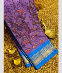 Dull Purple and Blue gadwal cotton sarees with all over printed design