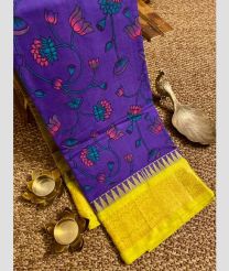 Purple and Yelllow gadwal cotton sarees with all over printed design