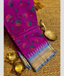 Magenta and Blue gadwal cotton sarees with all over printed design