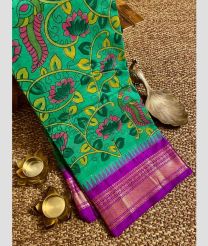 Spring Green and Magenta gadwal cotton sarees with all over printed design