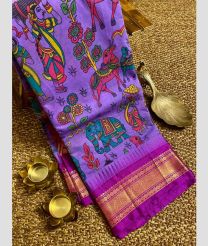 Purple and Magenta gadwal cotton sarees with all over printed design