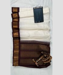 White and Chocolate gadwal cotton sarees with Kanchi Border design