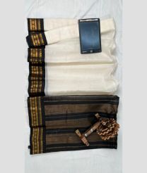White and Black gadwal cotton sarees with Kanchi Border design