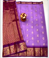 Magenta and Lavender gadwal cotton sarees with kanchi border design
