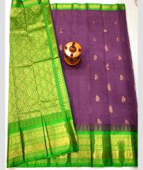 Parrot Green and Dull Purple gadwal cotton sarees with kanchi border design