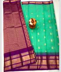 Magenta and Turquoise gadwal cotton sarees with kanchi border design