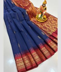 light violet colour gadwal cotton sarees with temple border design