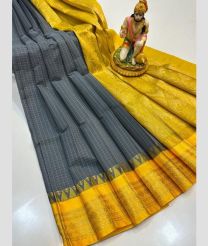gray colourand gold colour gadwal cotton sarees with temple border design