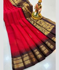 magenta red and brown colour gadwal cotton sarees with temple border design