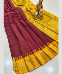 olive green and magenta red colour gadwal cotton sarees with temple border design