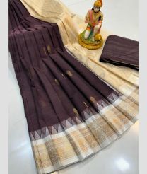 charcoal and cream colour gadwal cotton sarees with temple border design