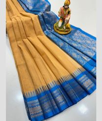 brown and silver colour gadwal cotton sarees with temple border design