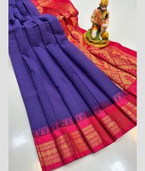 navy blue and maroon colour gadwal cotton sarees with temple border design