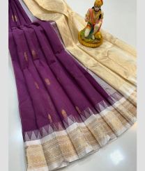 purple colour gadwal cotton sarees with temple border design