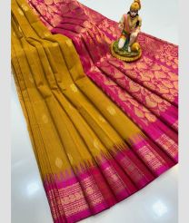 olive and magenta colour gadwal cotton sarees with temple border design
