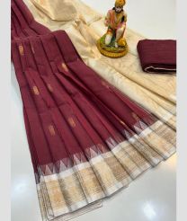magenta and cream colour gadwal cotton sarees with temple border design