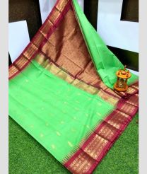 cyan blue colour gadwal cotton sarees with kanchi border design