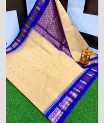 cream colour gadwal cotton sarees with kanchi border design