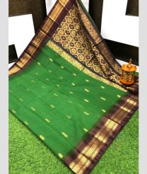 green colour gadwal cotton sarees with kanchi border design