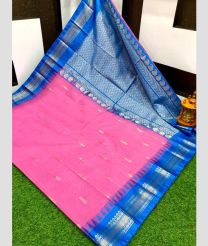 pink colour gadwal cotton sarees with kanchi border design